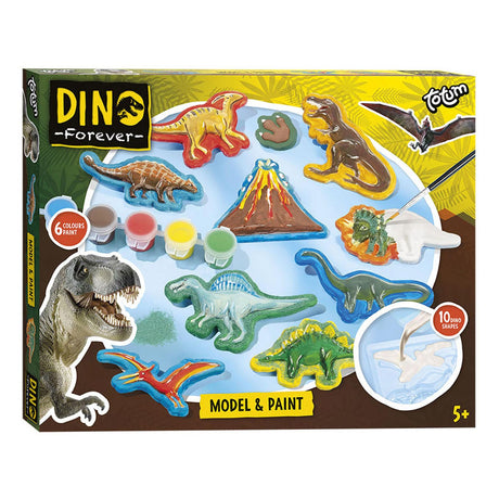Totum Dinosaur Junior Craft Set gesso e pittura Set Dino Forever vernice per modelli con gesso, 6 colori di vernice – consiglio regalo per ragazzi