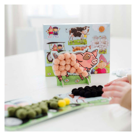 Bambolino fien teun crafting - incollare pompon - set artigianale con animali della fattoria - giocattoli creativi, bambini piccoli, bambini in età prescolare - da 3 anni - giocattoli