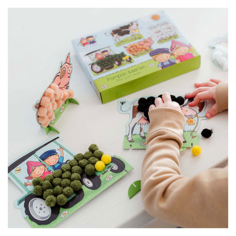 Bambolino fien teun crafting - incollare pompon - set artigianale con animali della fattoria - giocattoli creativi, bambini piccoli, bambini in età prescolare - da 3 anni - giocattoli