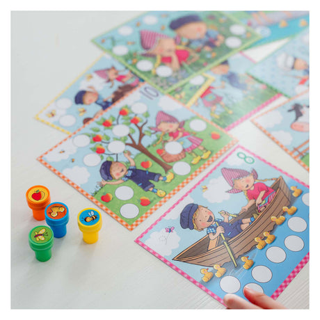 Bambolino fien teun set di timbri creativi, timbri e carte colorate - giocattoli creativi ed educativi - giocattoli della fattoria - da 3 anni - giocattoli