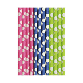 Cannucce Duni in carta cocktail dots: blu, verde rosa 15cm confezione da 25 pezzi