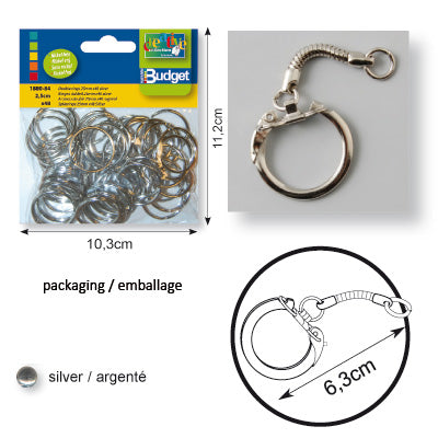 Vaessen creative • portachiavi 63mm argento 15pz