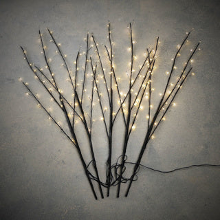 Edelman branch led nero bianco caldo 200led ip44 5 pezzi e timer - h90xd30cm