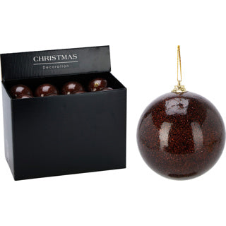 Palla di Natale 80mm glitter marrone