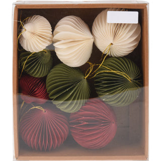 Set di 9 decorazioni da appendere in carta sferica senza marca da 80 mm