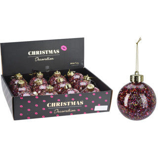Palla di Natale 8cm rosa trasparente
