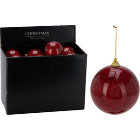 Palla di Natale 100mm glitter rossa | 24 pezzi