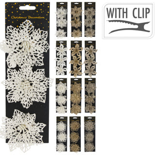No brand fiore sulla clip set glitter 3 colori invernali | 12 pezzi