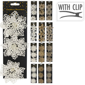 No brand fiore sulla clip set glitter 3 colori invernali | 12 pezzi