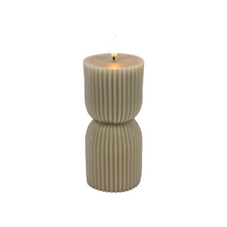 No brand candela led rigata grigia d7x15cm 2xaa escl.