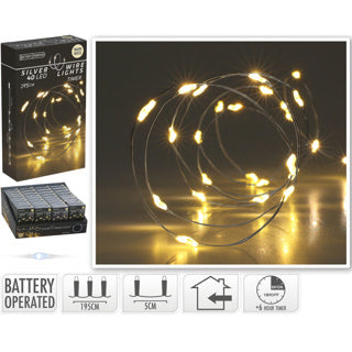 Illuminazione senza fuoco con filo argentato 40led