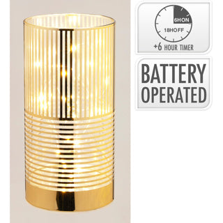 Cilindro in vetro con LED oro 15cm