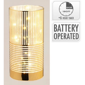 Cilindro in vetro con LED oro 15cm