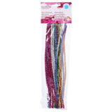 Edco craft line filo di ciniglia 30 pezzi - scovolini colori glitter - filo artigianale pieghevole - uso hobby e creativo - 30 cm - 6 colori