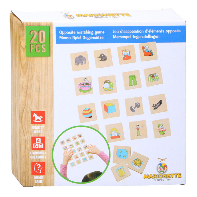 Marionetta gioco memo contrasto legno, 20 pz.