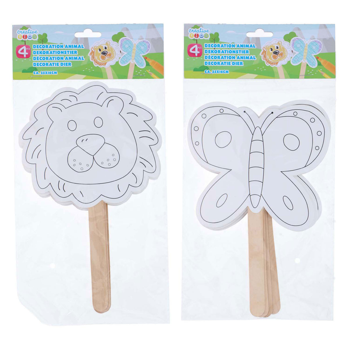 Maschere decorative con manico in legno, 4 pz.