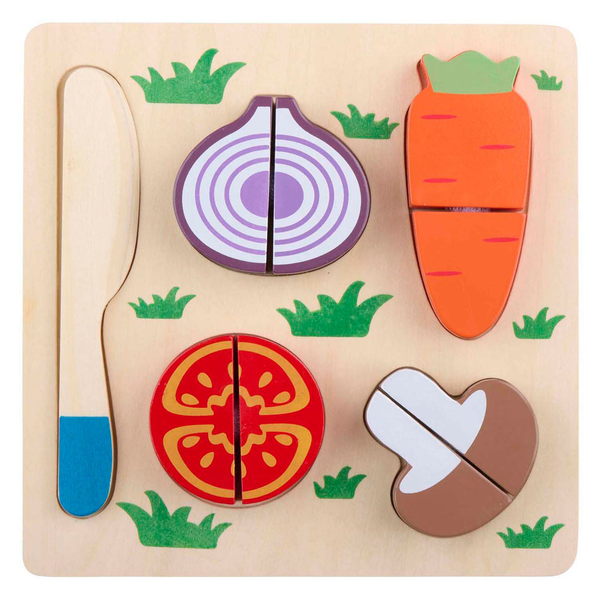 Puzzle da taglio in legno per verdure, 9 pz.