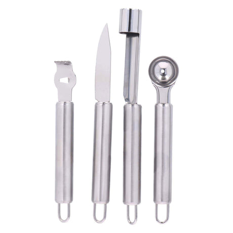 Set tagliafrutta Alpina - set da 4 pezzi - pelafrutta, tagliafrutta, carotatore di mele, carotatore di melone - acciaio inossidabile