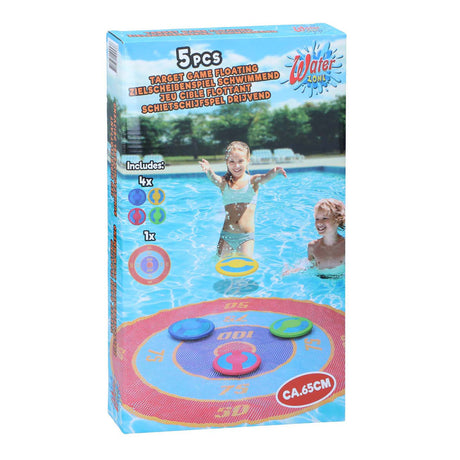 Eddy Toys gioco lancio 5 pezzi - giochi piscina per bambini - gioco bersaglio galleggiante con dischi - gioco per acqua e giardino - diametro 65 cm - multicolore