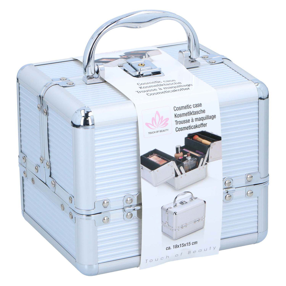 Custodia per trucchi in metallo - beauty case - 18x15 cm