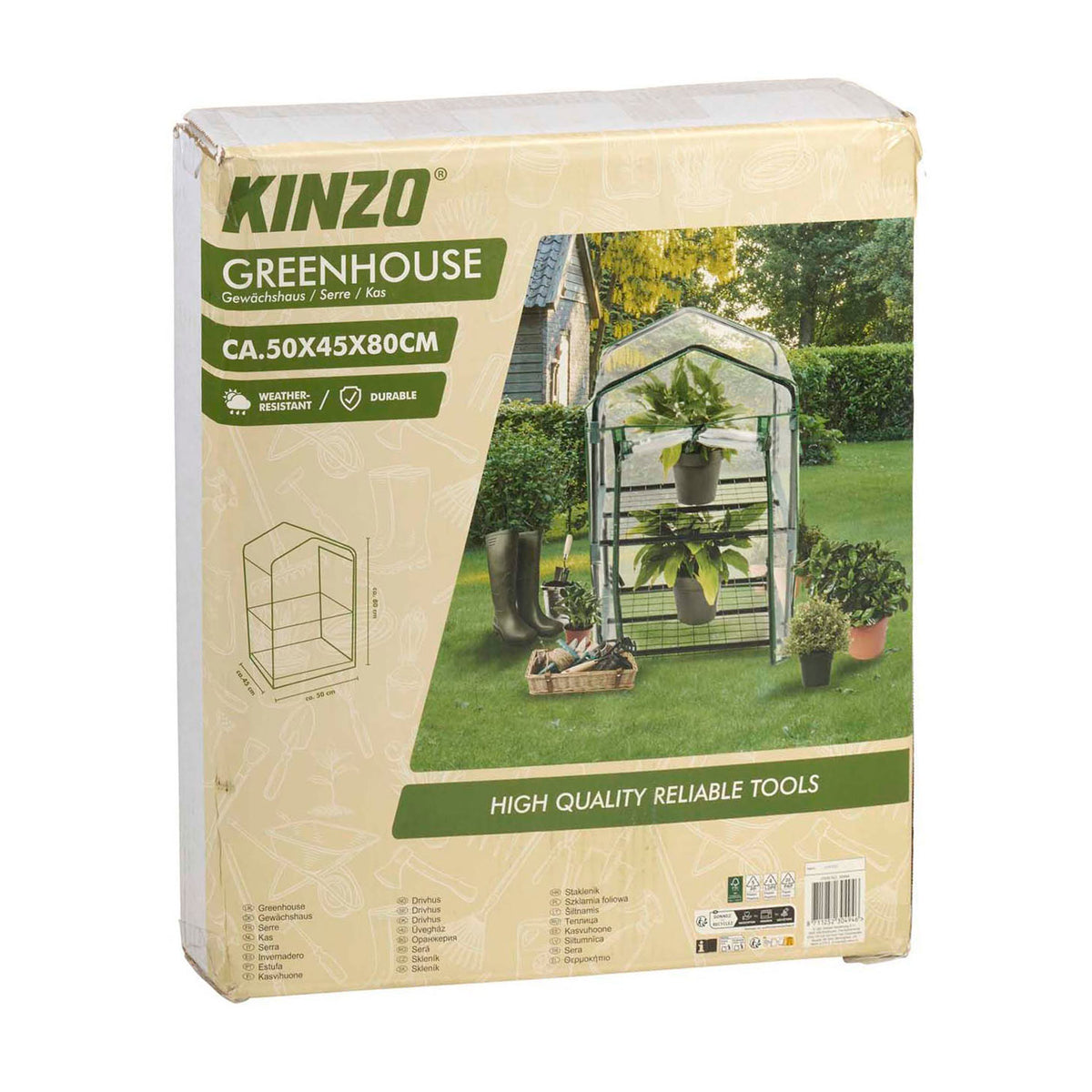 Scatola per coltivazione serra Kinzo 45 x 50 x 80 cm - serra da giardino a 2 piani - serra compatta per piante e scatola per coltivazione - resistente alle intemperie e trasparente