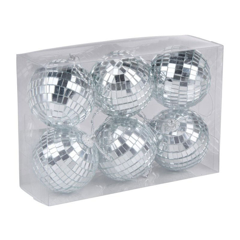 Appendini natalizi con palla da discoteca - 6 pz.