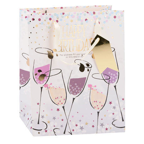 Borsa regalo di compleanno Edco - ca. 32x26x12 cm - sacchetto regalo buon compleanno - sacchetto regalo compleanno con manici - confezione regalo per regali di compleanno - design assortito - 1 sacchetto a caso