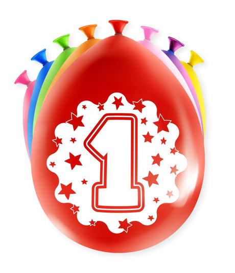 Paperdreams happy party ballonnen - 1 jaar - pak a 8 stuks latex