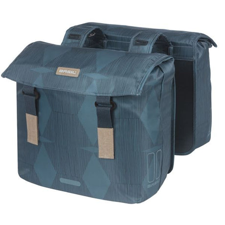 Borsa per biciclette a doppia bicicletta di eleganza di basilico, blu, animale domestico riciclato, alimentazione, chiusura di mantenimento dell'acqua, ponte universale, 40-49L