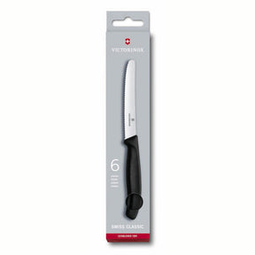 Coltelli da pomodoro da tavola Victorinox lama seghettata nera scatola da 6 pezzi