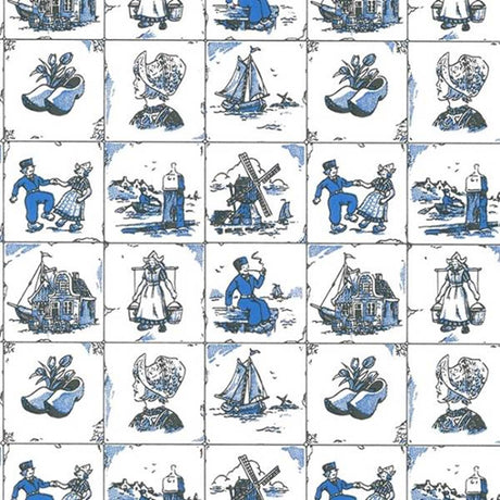 Toonbankrol 50cm oudhollandse tegeltjes delfts blauw 200m