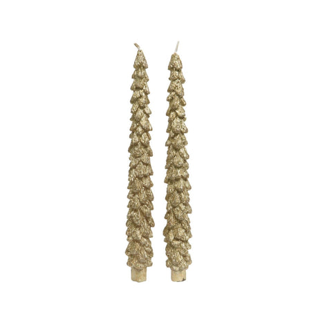 Decoris dinerkaars kerstboom set van 2 stuks goud ø2,1xh25cm