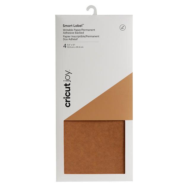 Cricut joy • carta adesiva scrivibile permanente smart label 30,5x14 cm kraft marrone 4 fogli