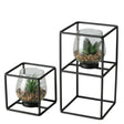 Boltze home pianta artificiale in vaso di vetro e supporto in metallo nero sabia set da 2 pezzi 11x11 13x24 cm