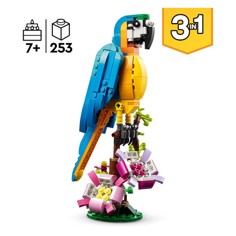 Set giocattolo Lego Creator 3 in 1, pappagallo esotico - rana - animale pesce per bambini - 31136