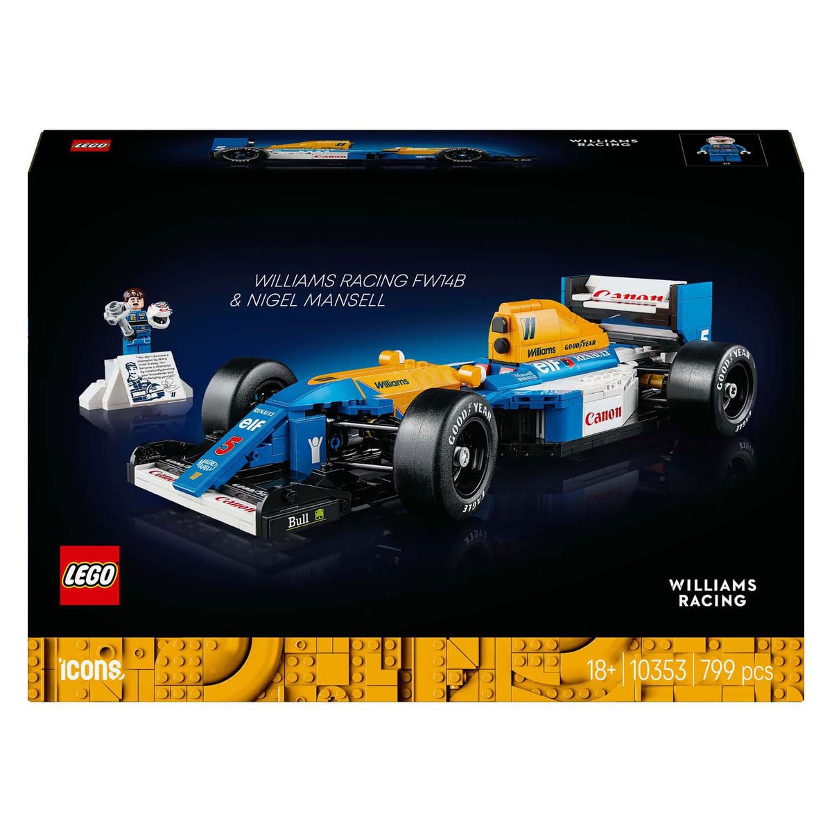 Lego Icons Williams Racing FW14B E Nigel Mansell Auto Di Formula 1 - 10353