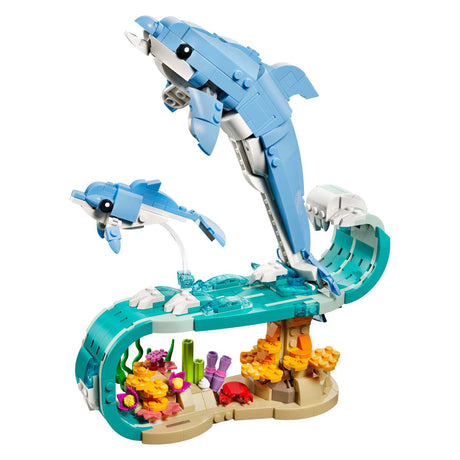 Animali marini 3 in 1 LEGO® Creator: bellissimi delfini - ricostruibili in cavalluccio marino o granchio - 31385