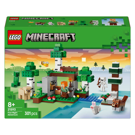 Lego Minecraft Avventura della prima notte, giocattoli per bambini e decorazione della cameretta 21593