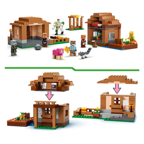 Lego Minecraft Summoner Village, giocattolo d'attacco per bambini con 11 personaggi del videogioco 21596