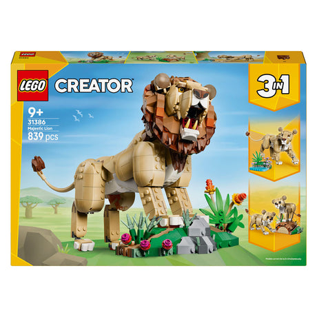 Lego Creator 3in1 Animali selvatici: maestosi leoni, giocattoli per bambini con figure di animali 31386