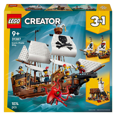 Lego Creator 3 in 1 Nave pirata classica, barca pirata, giocattoli per bambini 31387