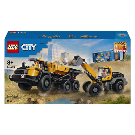 Lego City, camion con cassone ribaltabile e veicolo con caricatore frontale, giocattoli per bambini 60494