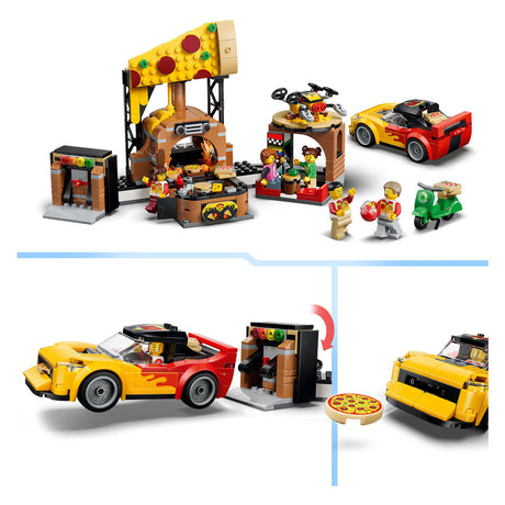 Lego City Pizza Center con veicoli pizza giocattoli per bambini 60496