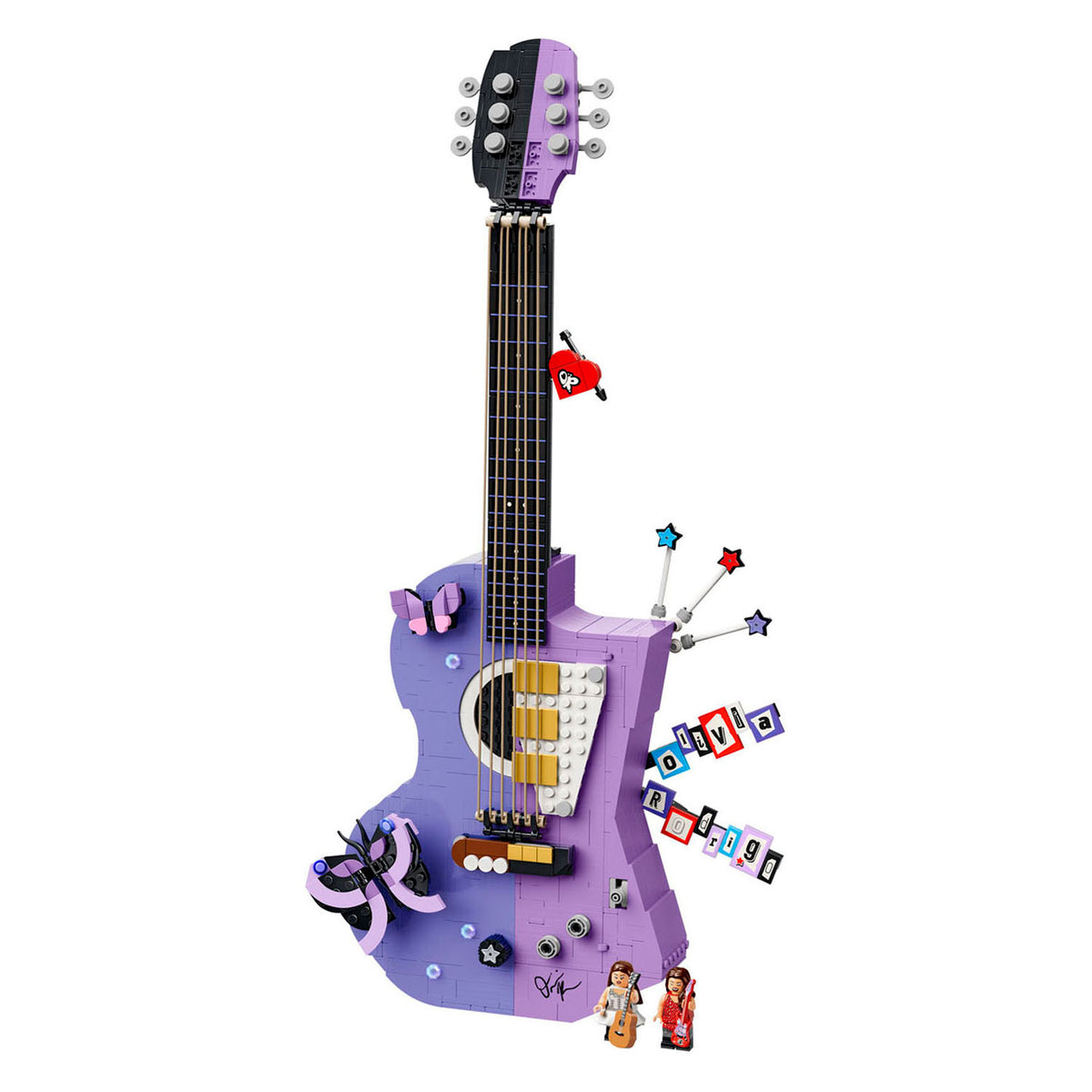 Lego editions olivia rodrigo's dubbele gitaar bouwpakket voor kinderen en tienerkamer decoratie 43031