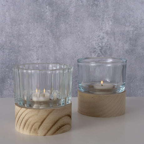 Boltze lanterna domestica riley vetro legno ã˜9xh10cm