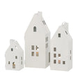 Boltze lanterna domestica in metallo vybano set di 3 pezzi modello casa - bianco h18cm, h26cm e h32cm