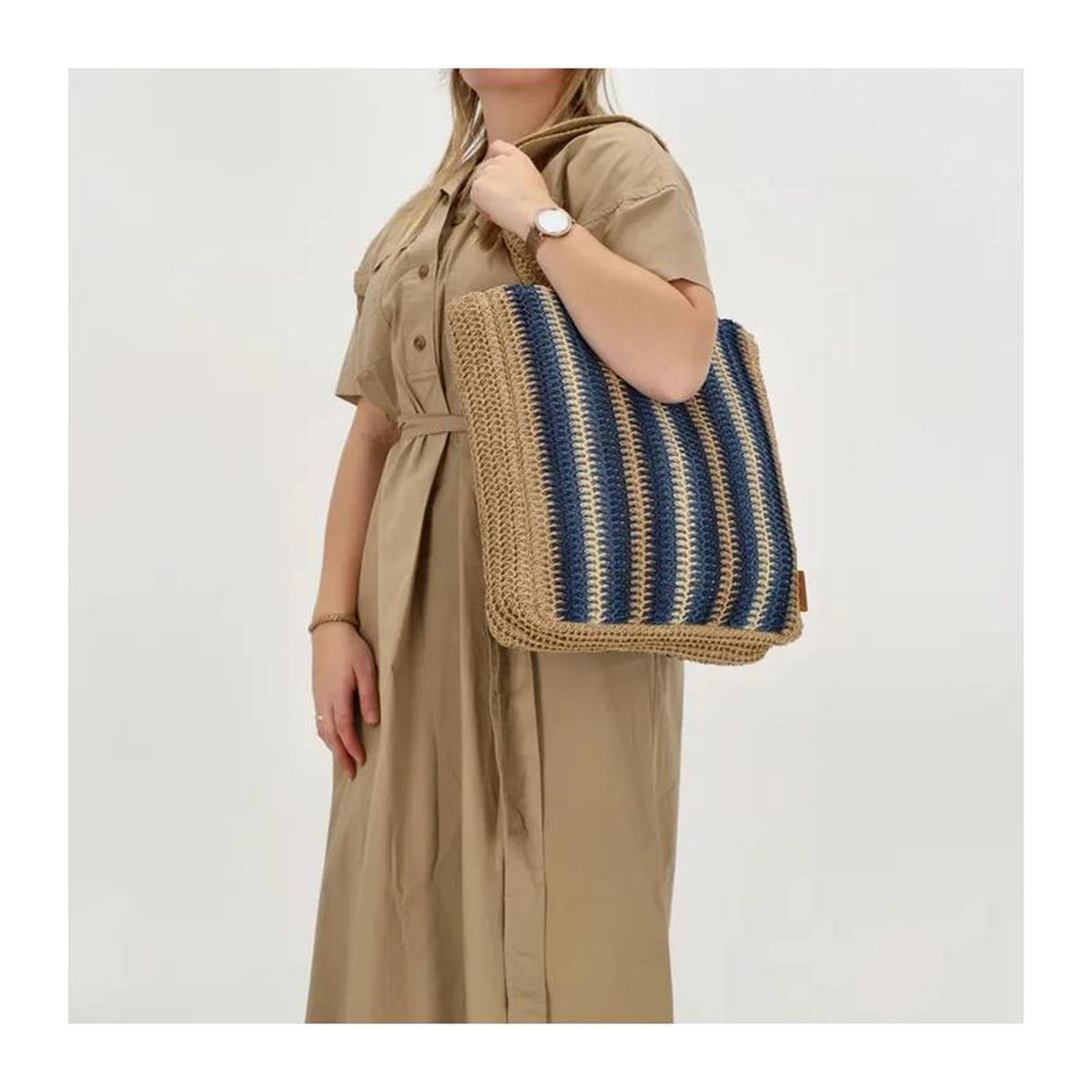 Shopper Pe-Florence Natural Life blu 33x38x8 cm