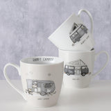 Boltze Home Jumbo Mug Vanlife Camper con testo - 480 ml bianco grigio