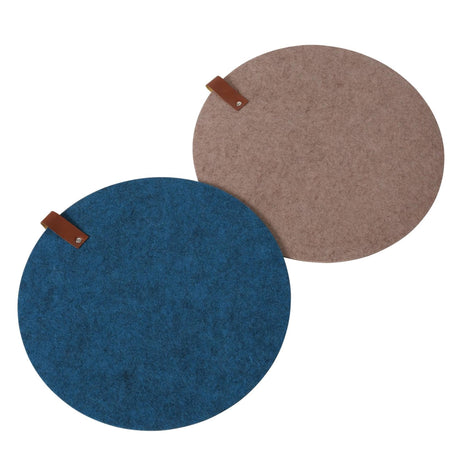 Tovaglietta per la casa Boltze modena in feltro con pezzo in pelle - diametro 38 cm - disponibile in marrone o blu
