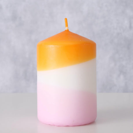 Boltze candela domestica splash h9cm diametro 6cm dip dye colori arancione lilla